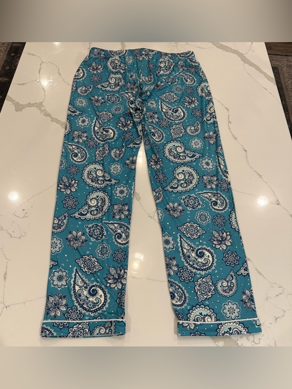 Buttery Soft Teal Paisley Long Sleeve Pajama Set Women L Green Loungewear Cozy - Picture 9 of 11